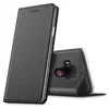 A black flip case for a smartphone is shown from two angles against a white background. Produktbild-Vorschau