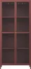 A tall, narrow cabinet with two glass doors and a bordeaux red frame, shown against a white background. Náhľad obrázku produktu