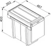 A technical drawing of a waste separation system with dimensions indicated. Voir les images du produit