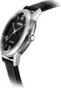 A close-up side view of a black Citizen Eco-Drive watch with a leather strap. Produktbild-Vorschau