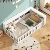 A child's bed with storage shelves, decorated with stars and a height chart on the wall. Náhľad obrázku produktu