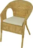 A wicker chair with a cream cushion, isolated on a white background. Podgląd zdjęcia produktu