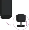 A close-up view of a table leg with an adjustable foot, showing how it can be screwed in or out. Produktbild-Vorschau