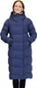 A woman wearing a long blue puffer coat. Produktbild-Vorschau
