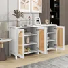 Flieks Kommode Wohnzimmerschrank mit Rattantür, Sideboard Produktbild-Vorschau 2