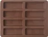 A top-down view of a brown silicone mold for making 8 rectangular bars, likely for chocolate or soap. Anteprima dell’immagine prodotto