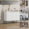 Collage showing a white cabinet and its use in different rooms of a house: entrance, living room, dining room, and bedroom. Anteprima dell’immagine prodotto