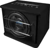 A black subwoofer box with a silver grill and the HIFONICS logo on top. Náhled obrázku produktu