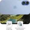 A light blue smartphone with a scenic landscape image on the lower half, and two icons with text below. Produktbild-Vorschau