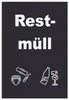 Restmüll Mülltrennung Schild Text Symbol Haushalt hochkant Produktbild-Vorschau 1