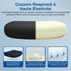 A product image featuring a cushion with descriptive text and three smaller inset images highlighting features. Produktbild-Vorschau