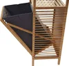 A bamboo shelf unit with a dark gray fabric laundry basket attached. Podgląd zdjęcia produktu