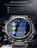 Close-up of a smartwatch displaying its music interface, with descriptive text and color-coded feature indicators. Náhled obrázku produktu