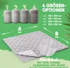 A product image showing different sizes of a folded blanket and a spread-out blanket with size indicators. Produktbild-Vorschau