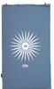 A blue acupressure mat and pillow set with a white sun-like eye symbol and brand name. Produktbild-Vorschau