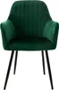A green velvet armchair with black metal legs, presented against a white background. Náhled obrázku produktu