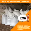 A pile of white sacks in front of a brick wall, with marketing text and a logo overlay. Anteprima dell’immagine prodotto