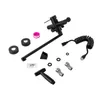 A collection of plumbing parts, including a faucet, hose, and various connectors, laid out on a white background. Podgląd zdjęcia produktu