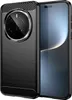 A black phone case with a carbon fiber texture is shown next to a smartphone. Náhled obrázku produktu