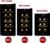 Three black wine coolers of different sizes are displayed side-by-side against a white background. Text labels and capacity indicators are present. Produktbild-Vorschau