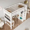 Kinder Hochbett Etagenbett 90x200cm Weiß mit Schreibtisch, Produktbild-Vorschau 3
