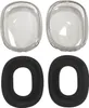 Two clear protective covers and two black ear pads for headphones are arranged in a two-by-two grid against a white background. Náhľad obrázku produktu