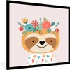 MuchoWow® Gerahmtes Poster Faultier - Blumen - Pastell Produktbild-Vorschau 1