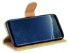 A smartphone in a green and brown flip case. Produktbild-Vorschau