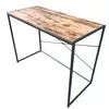 A desk with a wooden top and black metal legs, shown against a white background. Produktbild-Vorschau