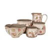 Clayre & Eef Pot de fleurs Ø 16x9 cm Beige Rose Céramique Voir les images du produit 3
