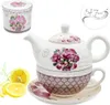 Porcelanowy Dzbanek 450ml z Filiżanką i Podstawką Elegancki Podgląd zdjęcia produktu 1