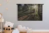 MuchoWow® Wandteppich Wandbehang Wald - Sonne - Nebel Produktbild-Vorschau 3