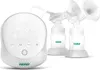 A white electric breast pump with two attached bottles and funnels, shown against a white background. Podgląd zdjęcia produktu