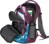 An open backpack with various compartments visible, showing items like a tablet and a water bottle. Produktbild-Vorschau
