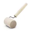 A wooden rolling pin with a metal connector and a wooden handle, isolated on a white background. Anteprima dell’immagine prodotto