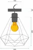 A diagram of a pendant light fixture with dimensions. Náhľad obrázku produktu