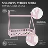 A pink children's tipi bed with safety features highlighted by text overlays and close-up insets. Náhľad obrázku produktu
