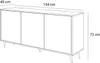 A line drawing of a three-door sideboard with dimensions indicated. Produktbild-Vorschau