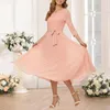 Damen Midi Kleid mit 3-4 Ärmeln, Spitze und Chiffon, Produktbild-Vorschau 3