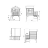 Technical drawings of a wooden playhouse with dimensions indicated. Produktbild-Vorschau