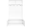 A white hall tree with a bench and storage cabinets, shown against a white background. Anteprima dell’immagine prodotto