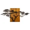 A metal tree sculpture mounted on a wooden panel. Anteprima dell’immagine prodotto