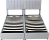Two twin beds with slatted bases and upholstered headboards are shown side-by-side against a white background. Produktbild-Vorschau