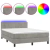 Letto a molle con materasso e LED in velluto grigio chiaro Anteprima dell’immagine prodotto 2