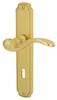 A close-up studio shot of a brass door handle set with a keyhole. Produktbild-Vorschau