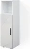 A tall, narrow white cabinet with a geometric pattern on the door and an open shelf at the top, set against a white background. Voir les images du produit
