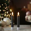 LED Stabkerzen LINA - Rustik-Optik - Echtwachs - 3D Flamme - H: 14cm - Timer - grau - 2er Set Produktbild-Vorschau