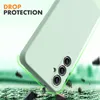 A phone case is shown in a dynamic pose, suggesting drop protection. The background is blurred with green and white tones, and there are elements that look like falling debris. Produktbild-Vorschau