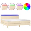 Boxspringbett mit Matratze & LED Creme 200x200 cm Stoff Produktbild-Vorschau 1