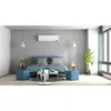 A modern bedroom with a bed, air conditioner, and a fan. Produktbild-Vorschau